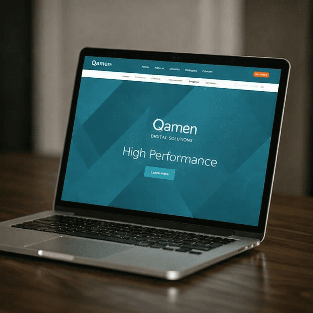 Qamen website displayed in a clean, polished product presentation.